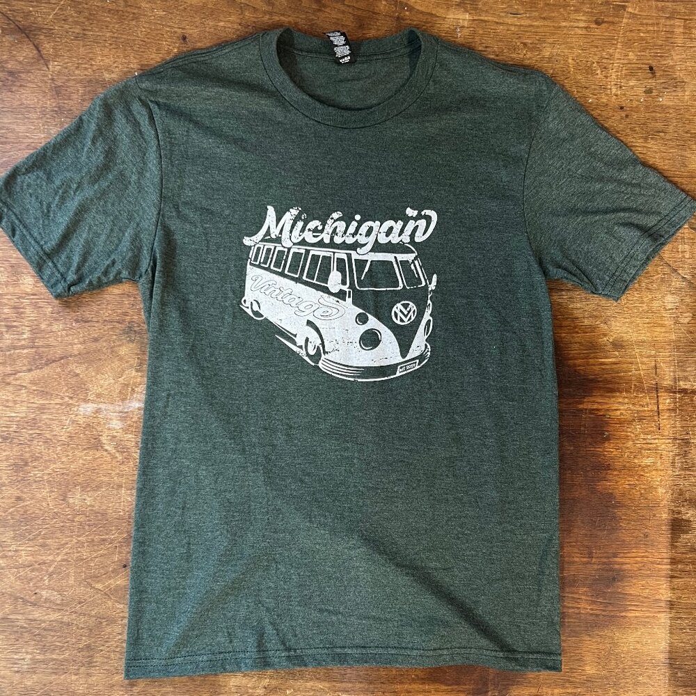 Custom Volkswagen Bus vintage design printed on a soft tri-blend tee